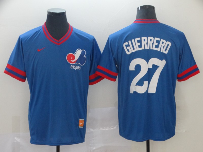 Montreal Expos #27 Vladimir Guerrero Blue Nike Retro Authentic Stitched MLB Jersey